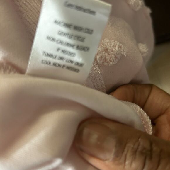 Honey and Rosie Womens 7 Pink Textured Dots Dress Long Sleeve Keyhole Neck Lined - Picture 8 of 9